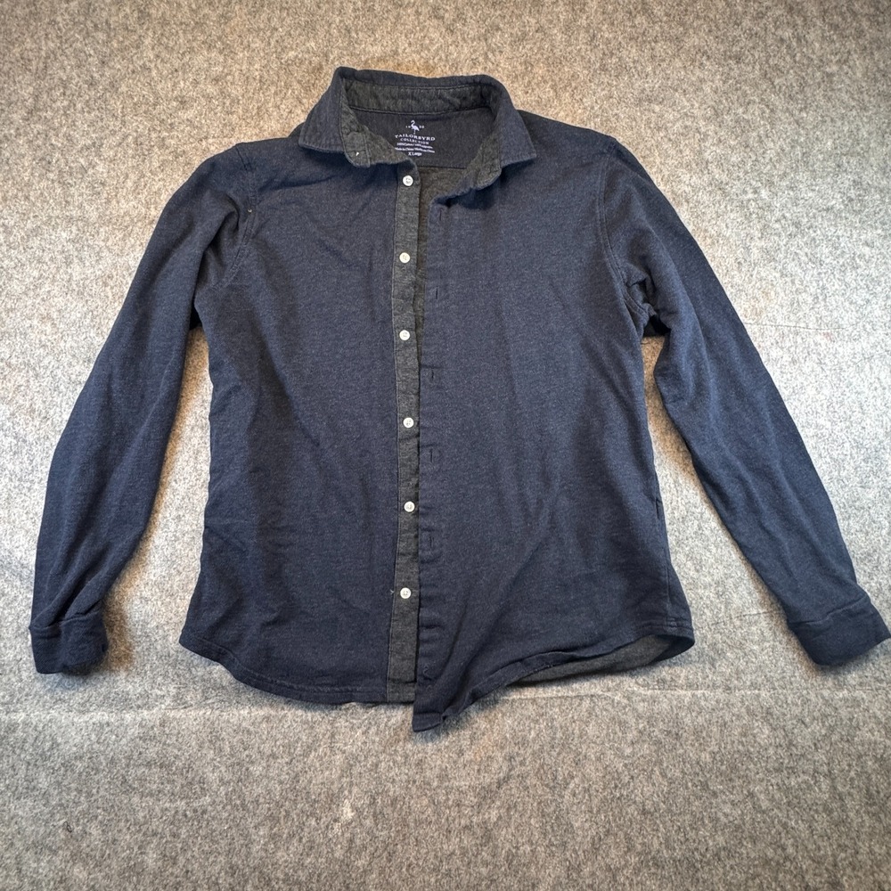 Tailorbyrd Collection Button Up Shirt Mens Size XL Long Sleeve Navy 100% Cotton